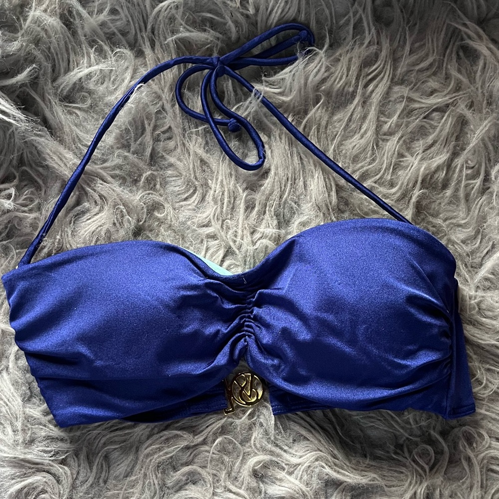 Victoria’s Secret blue ruched halter bikini top small